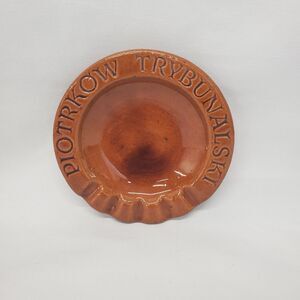 Poland City Piotrków Trybunalski Ceramic Ashtray Glazed Pottery Souvenir